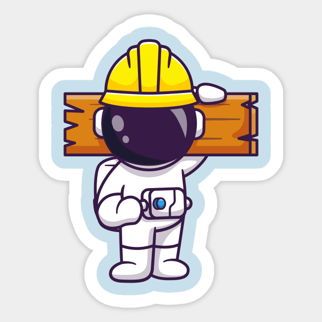 Cute Astronaut Handyman Holding Wood Cartoon Sticker by Catalyst Labs